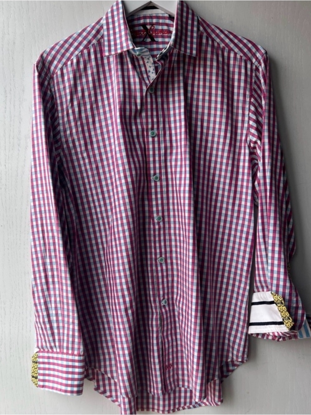 Robert Graham Check Flip Cuff Long Sleeve Shirt Size Medium